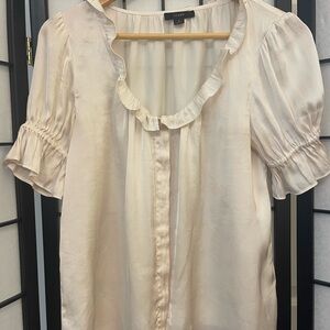 J. Crew Soft Cream Ruffle Trim Blouse
